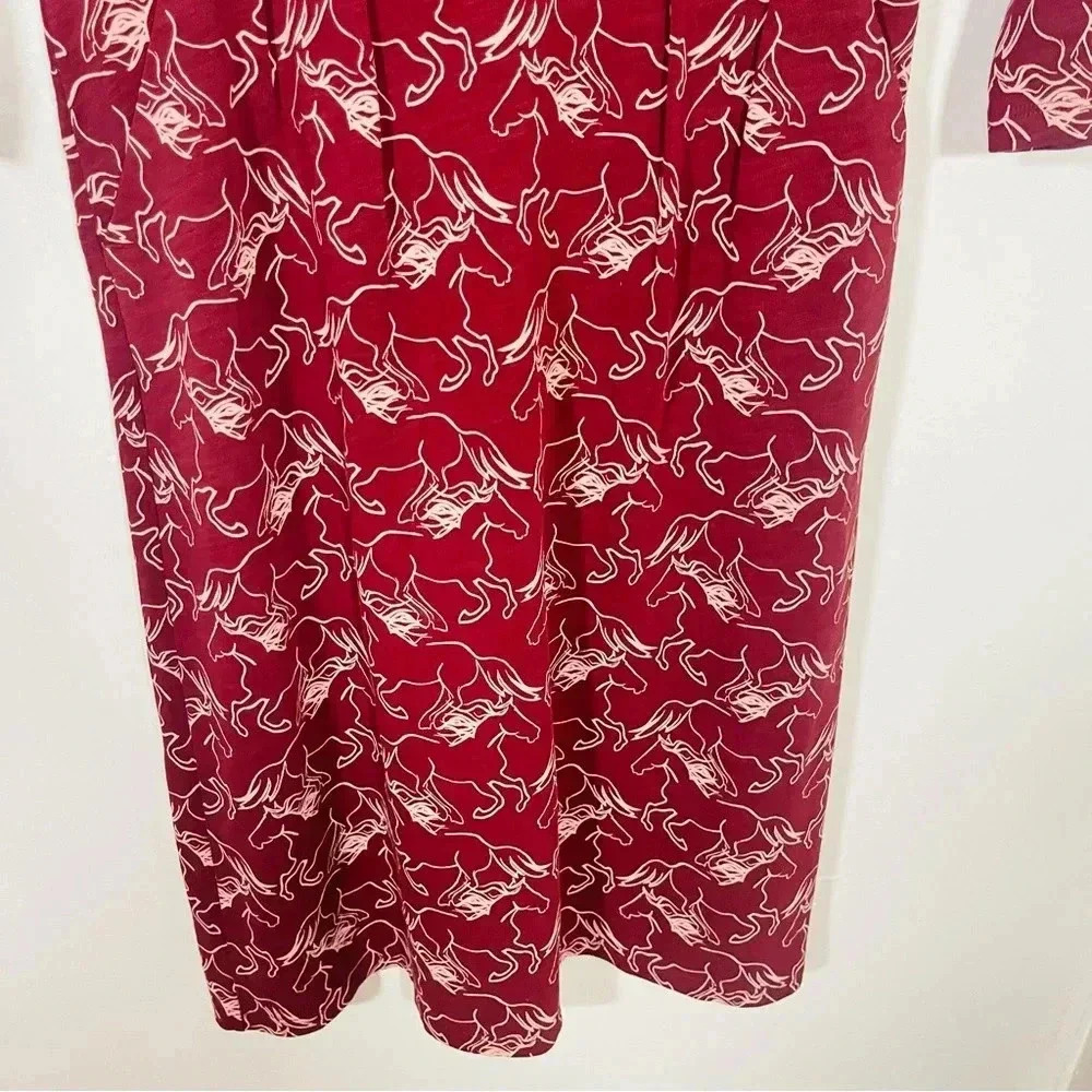 NEW Boden Penny Jersey Midi Dress Wild Horses Burgundy Western Cowgirl Bohemian - Picture 5 of 8